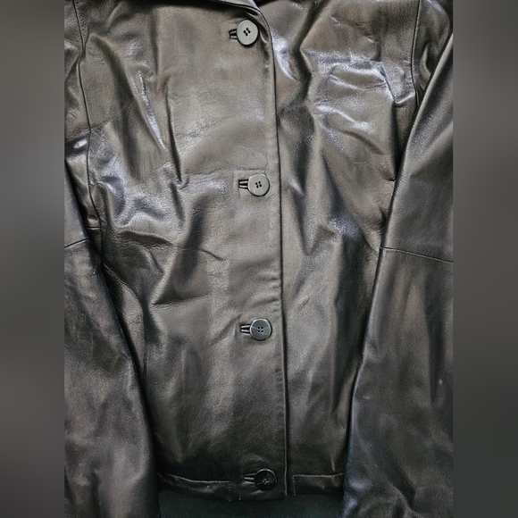 NWOT - Ellen Tracy Buttery Soft Black Leather Drawstring Jacket - Size XL - Picture 3 of 9